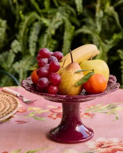 Cabana Dinnerware|Vine Leaf Cake Stand in Burgundy