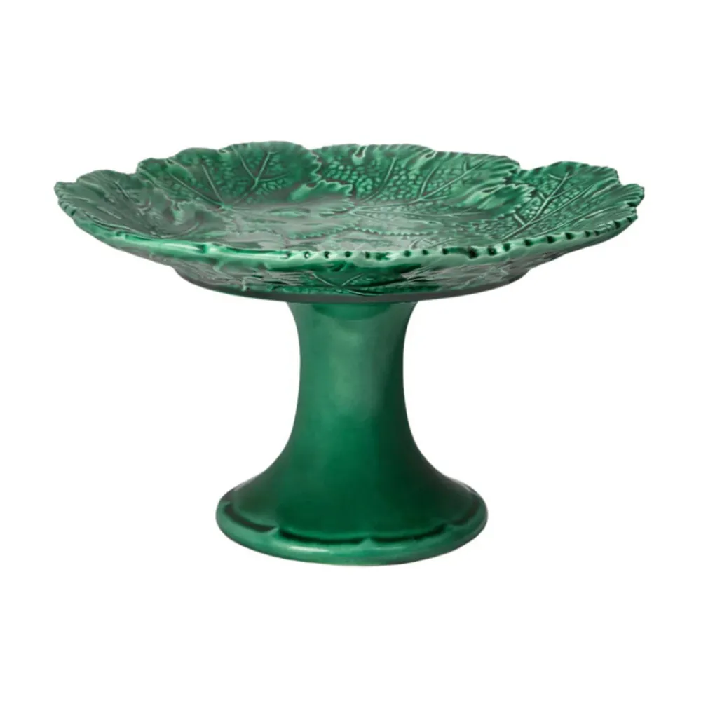 Cabana Dinnerware|Vine Leaf Cake Stand in Green