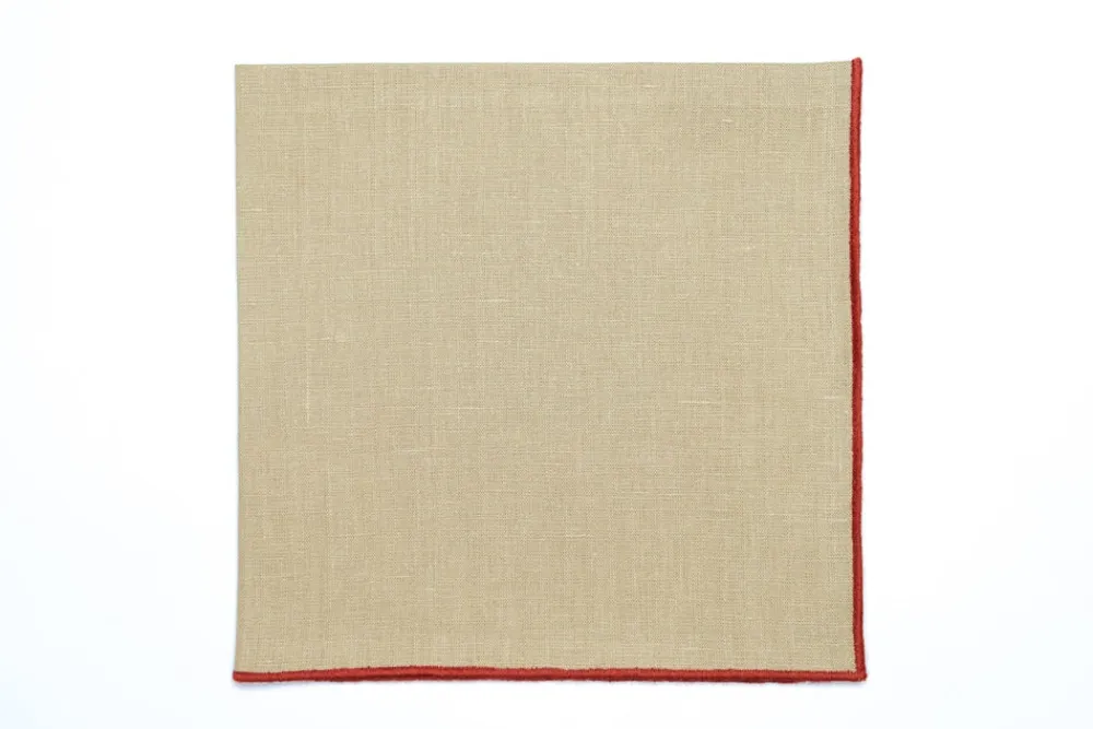 TriChi Design Place Settings & Linens|Vizon Napkin Orange Small Trim, Set of 4