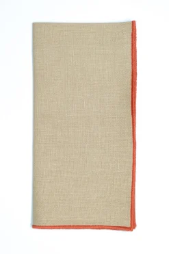 TriChi Design Place Settings & Linens|Vizon Napkin with Light Orange Small Trim, Set of 4