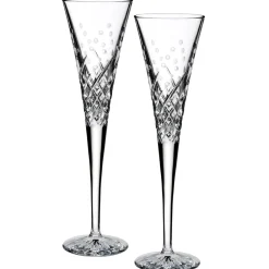 Waterford Glassware|Wishes "Happy Celebrations" Toasting Flute, Pair