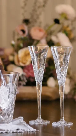 Waterford Glassware|Wishes "Happy Celebrations" Toasting Flute, Pair