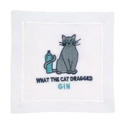 August Morgan Place Settings & Linens|What The Cat Dragged Gin Cocktail Napkins, Set of 4