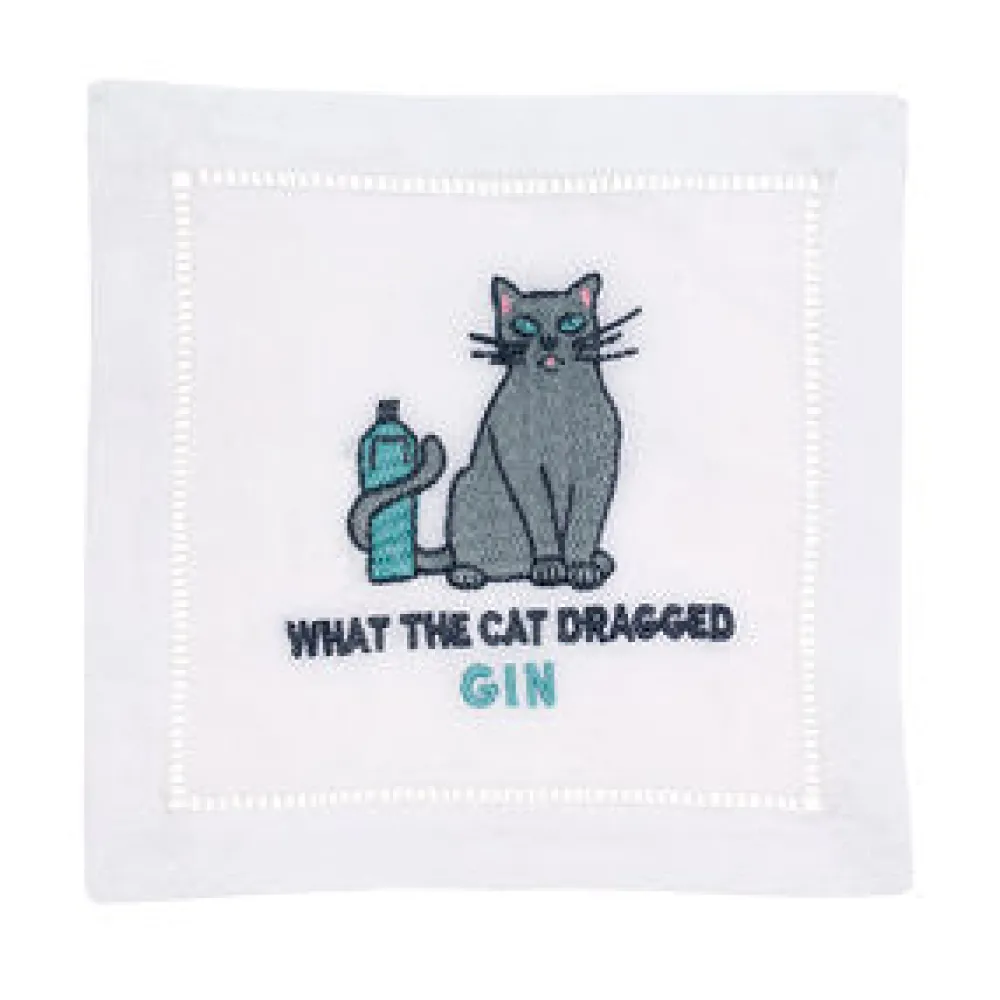 August Morgan Place Settings & Linens|What The Cat Dragged Gin Cocktail Napkins, Set of 4