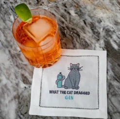 August Morgan Place Settings & Linens|What The Cat Dragged Gin Cocktail Napkins, Set of 4