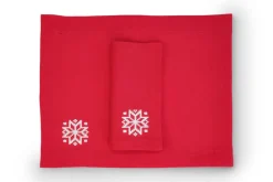 TriChi Design Place Settings & Linens|White Snowflake Napkin and Placemat, Set of 2