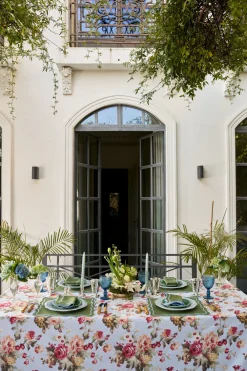 Loulou La Dune Place Settings & Linens|Wild Roses Tablecloth in Blue