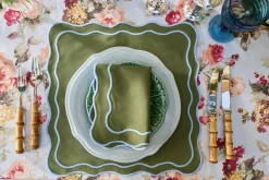 Loulou La Dune Place Settings & Linens|Wild Roses Tablecloth in Blue