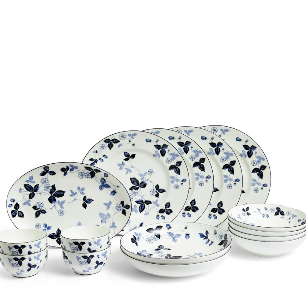 Wedgwood Dinnerware|Wild Strawberry Inky Blue Dinnerware, Set of 15