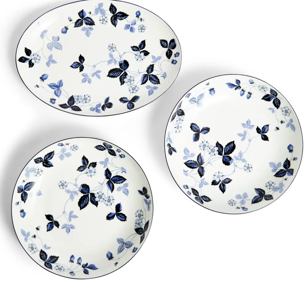 Wedgwood Dinnerware|Wild Strawberry Inky Blue Dinnerware, Set of 15