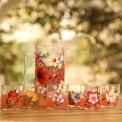 Petra Palumbo Glassware|Wildflowers Jug with Set of 6 Tumblers