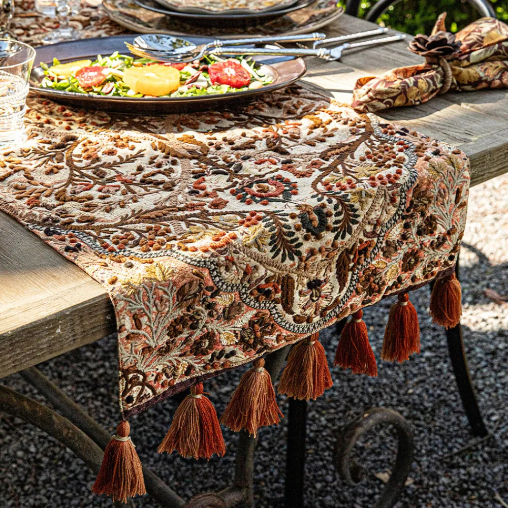 Juliska Place Settings & Linens|Willa Embroidered 18" x 90" Table Runner in Amber