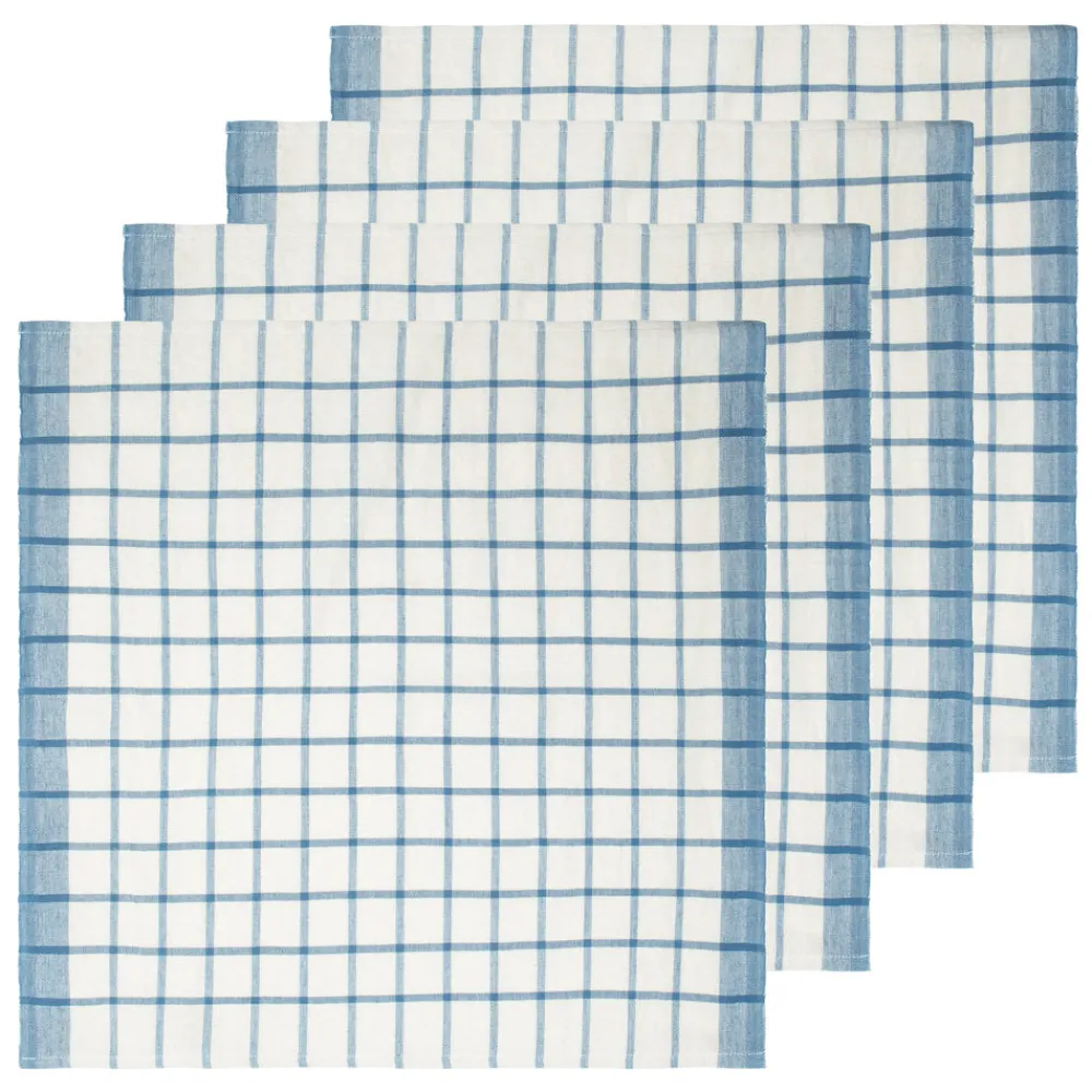 Caravan Place Settings & Linens|Windowpane Napkins in Blue & Natural, Set of 4
