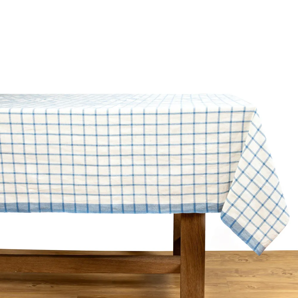 Caravan Place Settings & Linens|Windowpane 60x60 Tablecloth in Blue & Natural