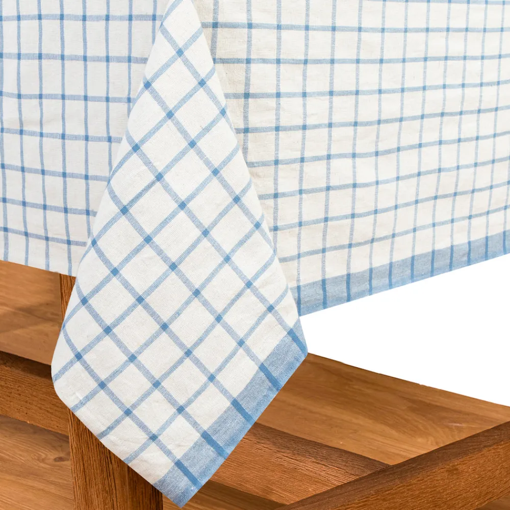 Caravan Place Settings & Linens|Windowpane 60x90 Tablecloth in Blue & Natural