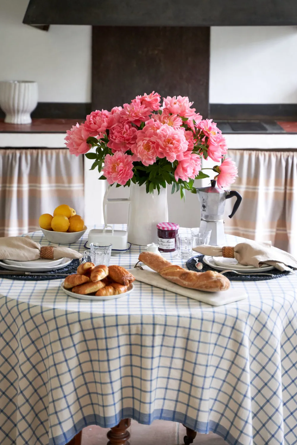 Caravan Place Settings & Linens|Windowpane 60x90 Tablecloth in Blue & Natural