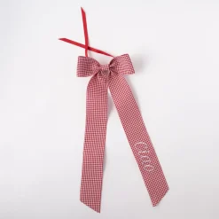 No Reservations Place Settings & Linens|Wine Bow “Ciao” in Red Gingham with White