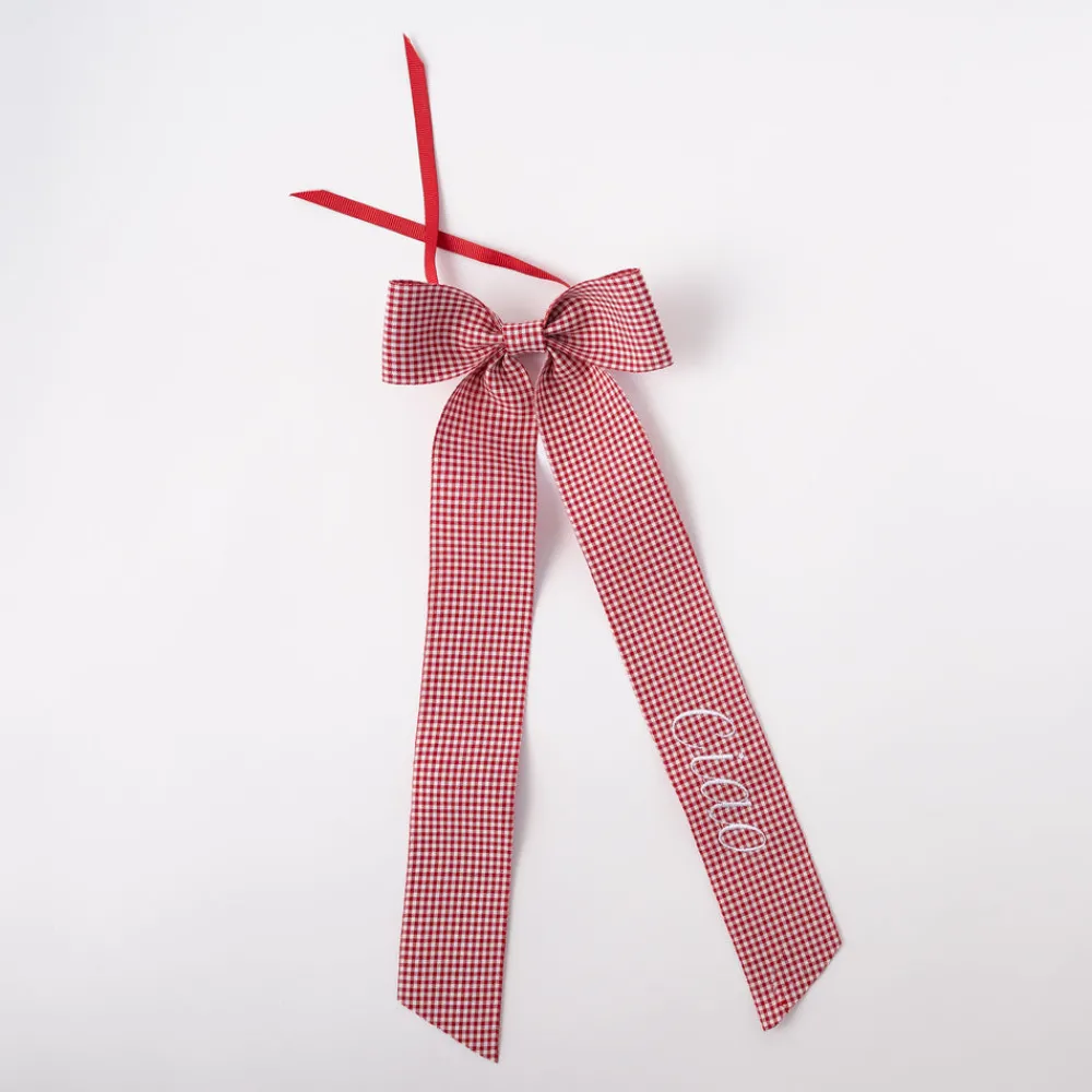 No Reservations Place Settings & Linens|Wine Bow “Ciao” in Red Gingham with White