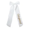 No Reservations Place Settings & Linens|Wine Bow “Congrats” in White with Gold