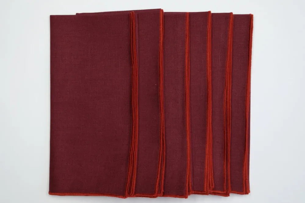 TriChi Design Place Settings & Linens|Wine Napkin Orange Small Trim, Set of 4