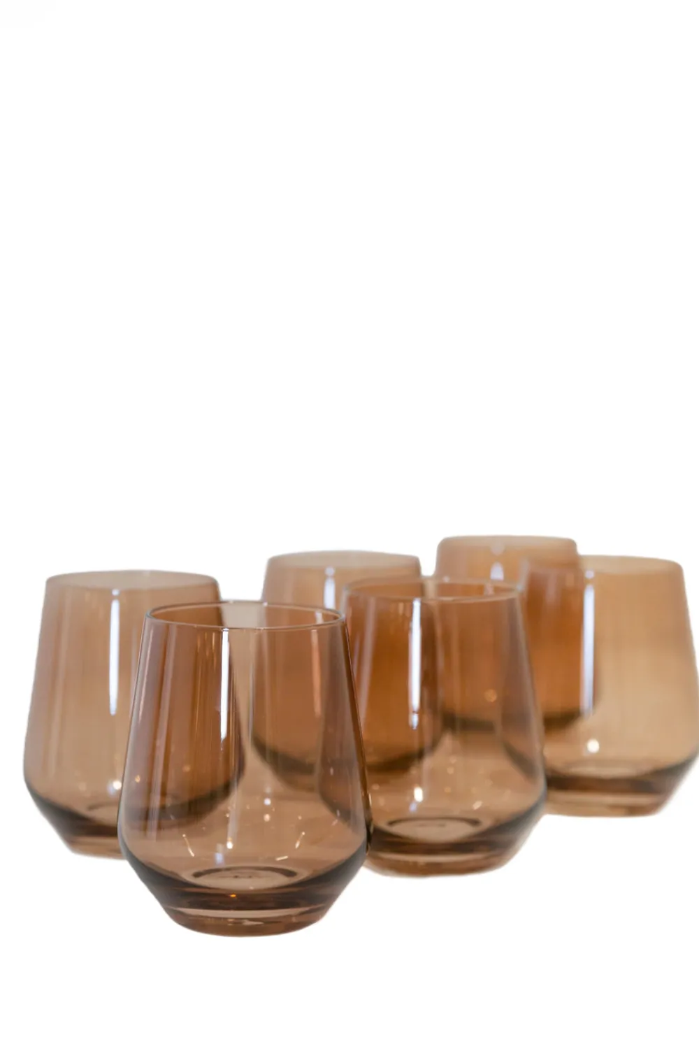 Estelle Colored Glass Glassware|Wine Stemless, Set of 6 Amber Smoke