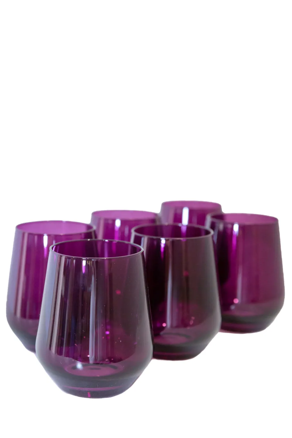 Estelle Colored Glass Glassware|Wine Stemless, Set of 6 Amethyst