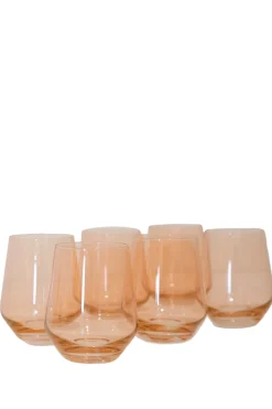 Estelle Colored Glass Glassware|Wine Stemless, Set of 6 Blush Pink