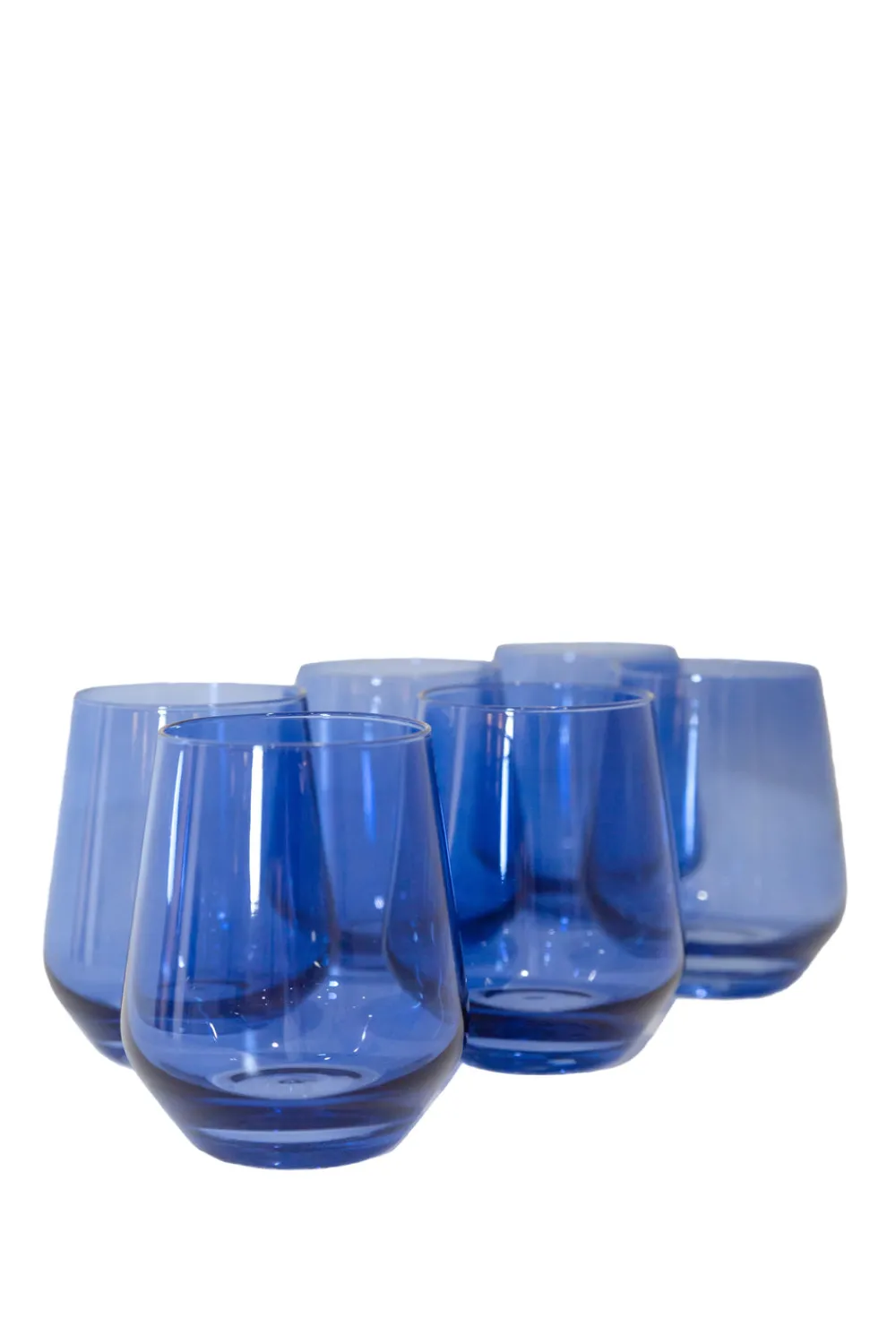 Estelle Colored Glass Glassware|Wine Stemless, Set of 6 Colbalt Blue