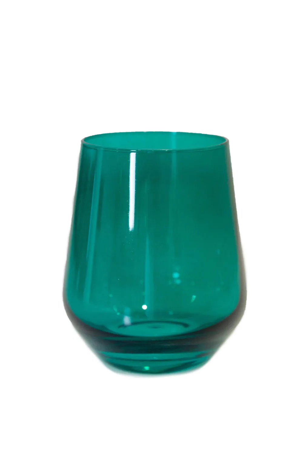 Estelle Colored Glass Glassware|Wine Stemless, Set of 6 Emerald Green