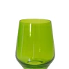 Estelle Colored Glass Glassware|Wine Stemless, Set of 6 Forest Green