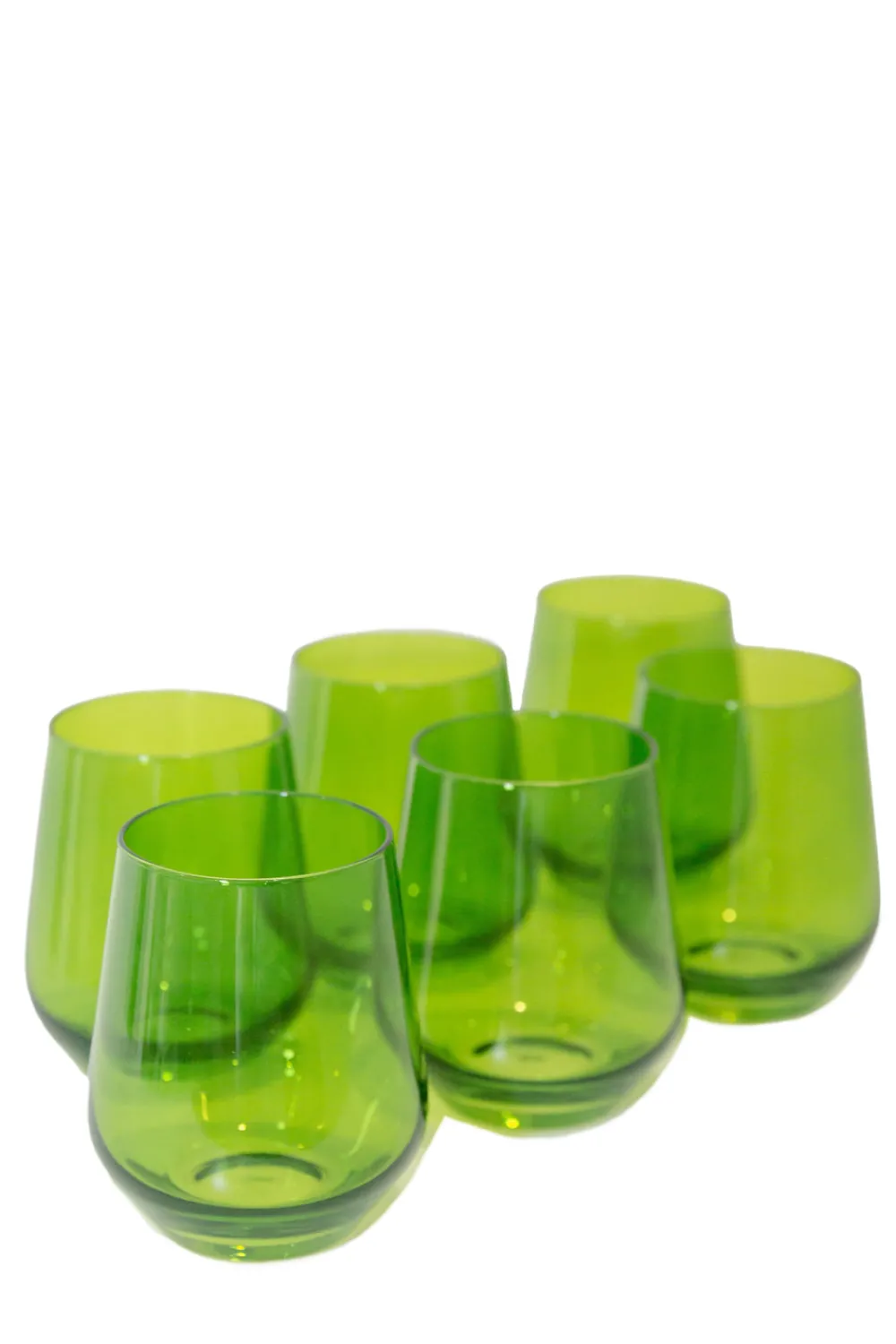 Estelle Colored Glass Glassware|Wine Stemless, Set of 6 Forest Green