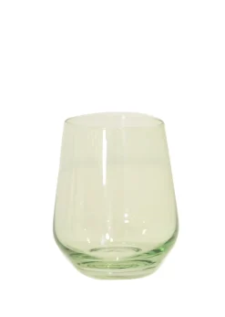 Estelle Colored Glass Glassware|Wine Stemless, Set of 6 Mint Green