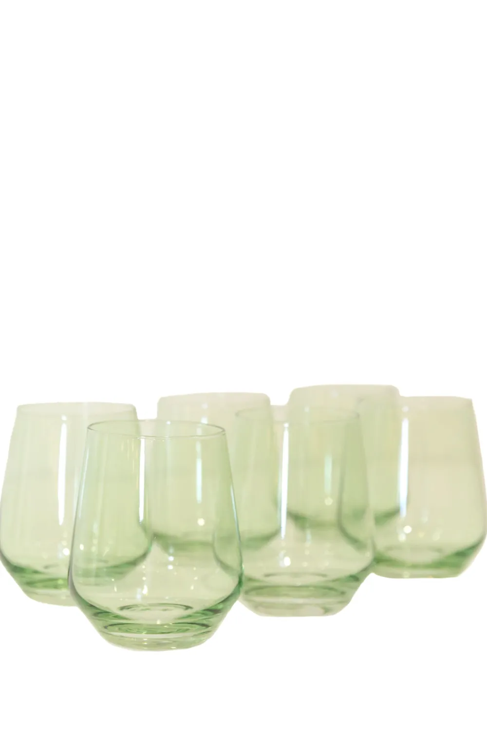 Estelle Colored Glass Glassware|Wine Stemless, Set of 6 Mint Green