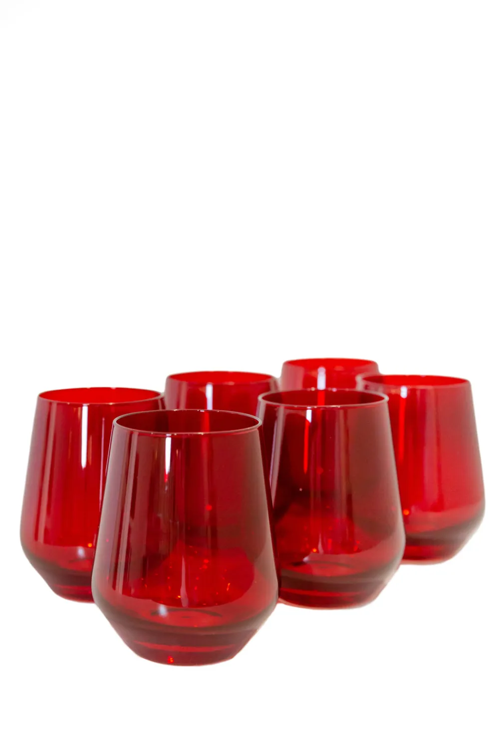 Estelle Colored Glass Glassware|Wine Stemless, Set of 6 Red