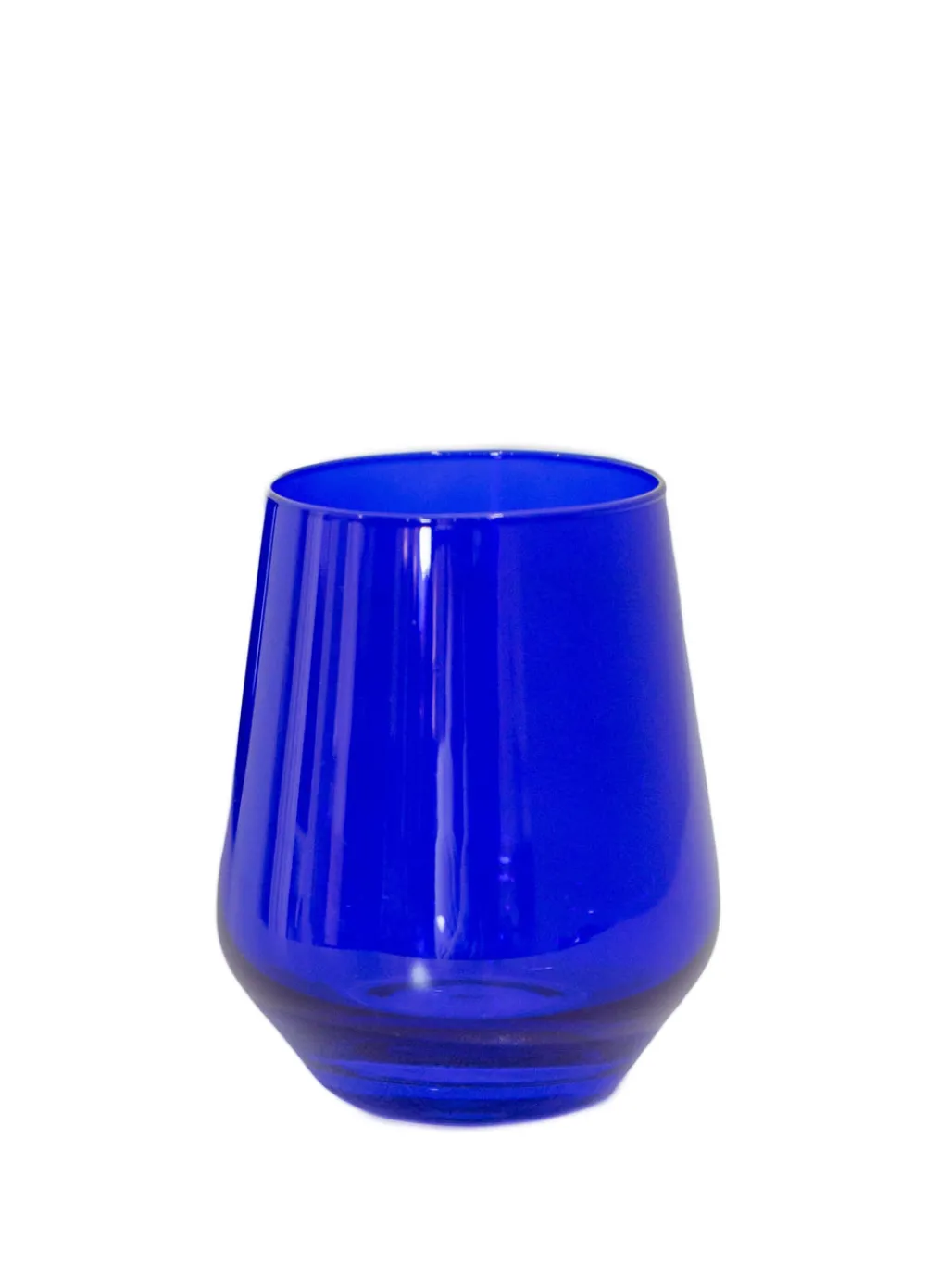 Estelle Colored Glass Glassware|Wine Stemless, Set of 6 Royal Blue