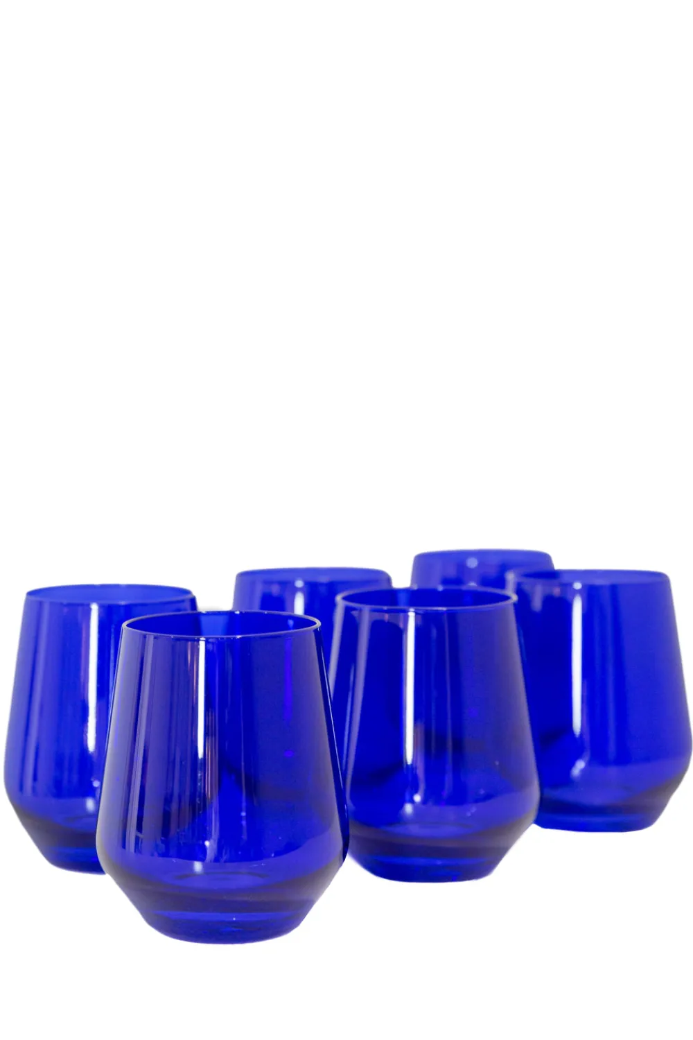 Estelle Colored Glass Glassware|Wine Stemless, Set of 6 Royal Blue