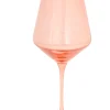 Estelle Colored Glass Glassware|Wine Stemware, Set of 6 Coral Peach Pink