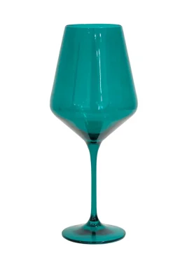 Estelle Colored Glass Glassware|Wine Stemware, Set of 6 Emerald Green