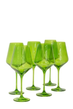 Estelle Colored Glass Glassware|Wine Stemware, Set of 6 Forest Green