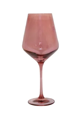 Estelle Colored Glass Glassware|Wine Stemware, Set of 6 Rose