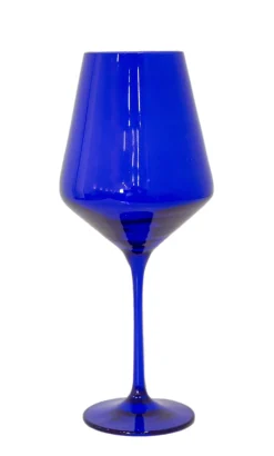 Estelle Colored Glass Glassware|Wine Stemware, Set of 6 Royal Blue