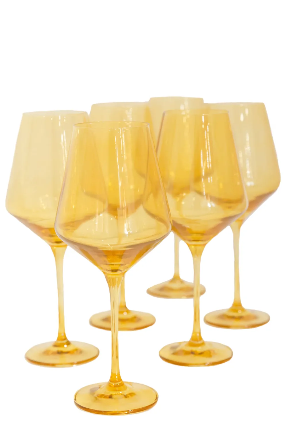 Estelle Colored Glass Glassware|Wine Stemware, Set of 6 Yellow