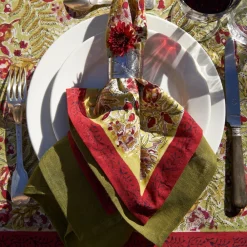 Couleur Nature Place Settings & Linens|Winter Garden Wreath Napkins Red & Green, Set of 6