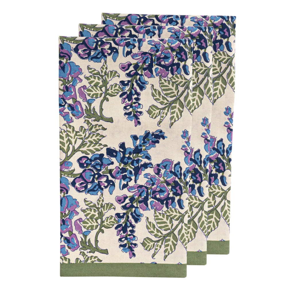 Couleur Nature Place Settings & Linens|Wisteria Tea Towels in Blue & Green, Set of 3