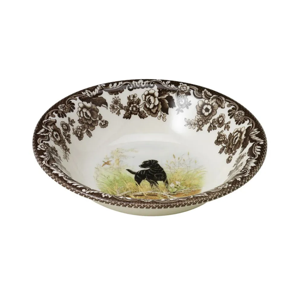 Spode Dinnerware|Woodland Dogs Ascot Cereal Bowl with Black Labrador Retriever