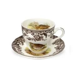 Spode Dinnerware|Woodland Teacup & Saucer with Quail, Pheasant, Snipe, & Rabbit