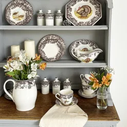 Spode Dinnerware|Woodland Teacup & Saucer with Quail, Pheasant, Snipe, & Rabbit