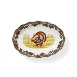 Spode Dinnerware|Woodland Turkey Oval Fluted Dish