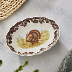 Spode Dinnerware|Woodland Turkey Oval Fluted Dish