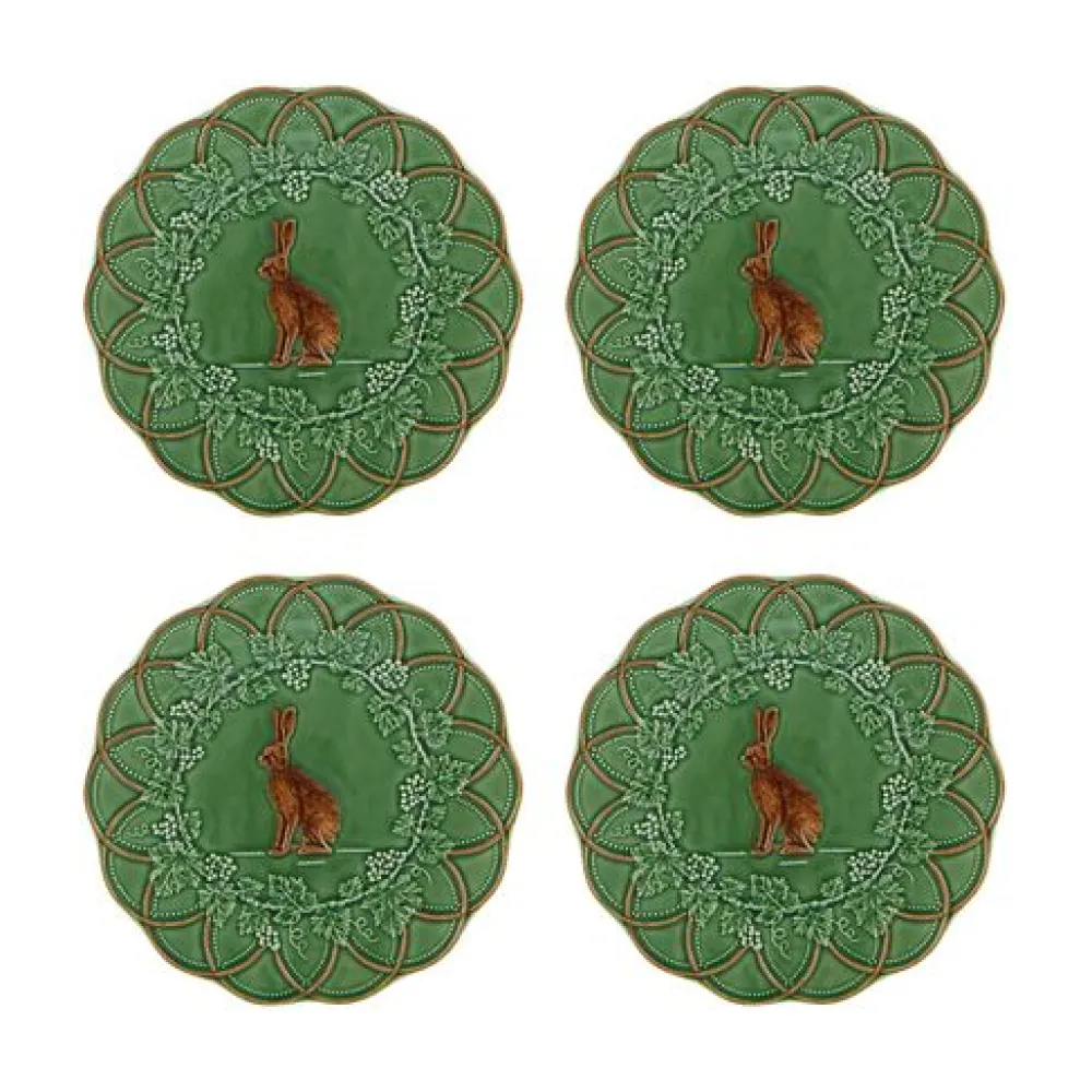 Bordallo Pinheiro Dinnerware|Woods Snack Plate Hare, Set of 4